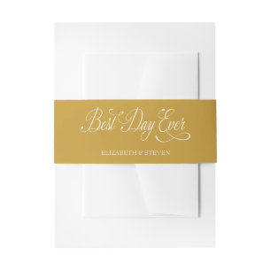 Minimal Calligraphy Script "Best Day Ever" Wedding Invitation Belly Band