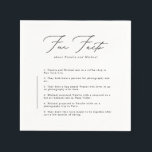 Minimal Calligraphy Script Funny Fun Facts Wedding Napkins<br><div class="desc">Add some humor to your wedding celebrations with these Minimal Calligraphy Script Funny Fun Facts Wedding Napkins. The black and white calligraphy script is simple yet elegant and adds a touch of sophistication to your event. Featuring fun and quirky facts about the couple, these personalized napkins are perfect for engagement...</div>