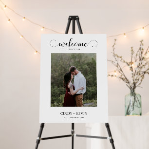 Minimal Calligraphy Script Photo Wedding Welcome Foam Board