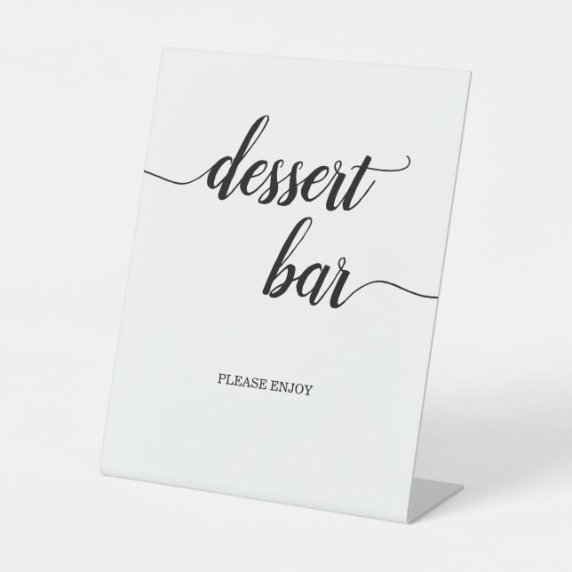 Minimal Calligraphy Script Wedding Dessert Bar Pedestal Sign (Front)