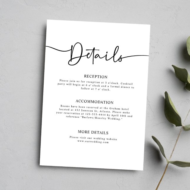 Minimal Calligraphy Wedding Details Enclosure Card (Minimal Calligraphy Wedding Details Enclosure Card)