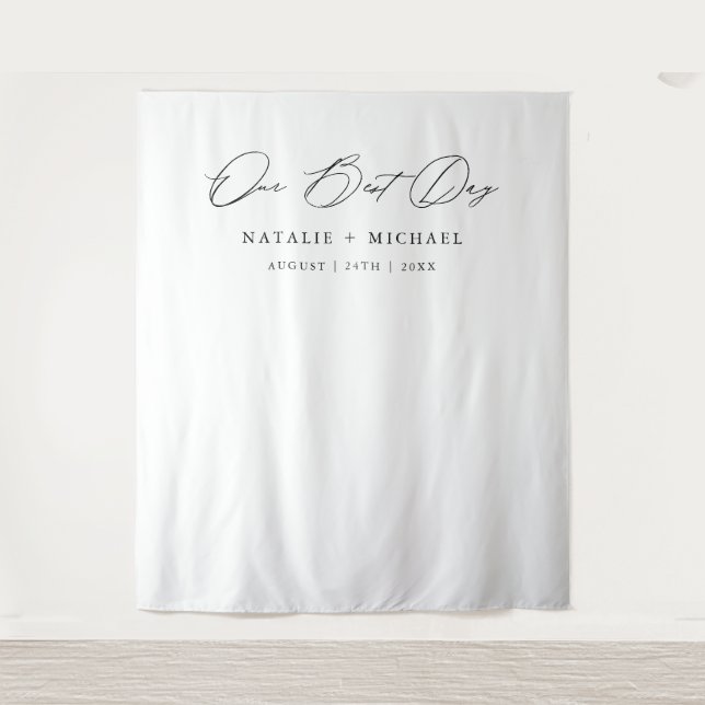 Minimal Calligraphy Wedding Photo Booth Backdrop (Front)
