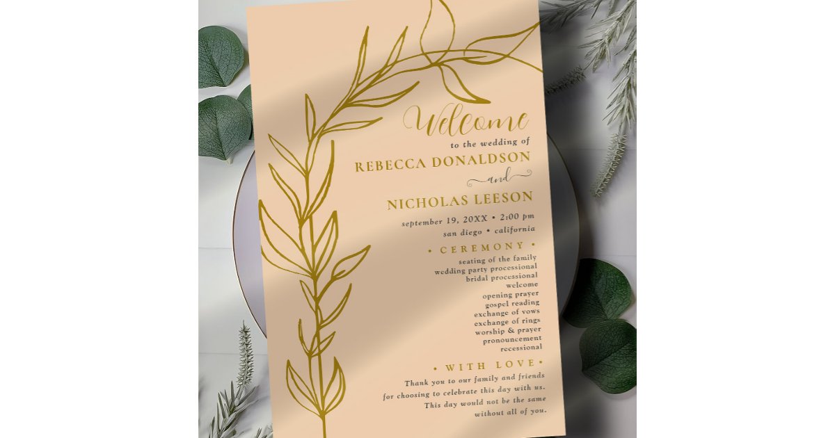 Program Caligrophy Minimal Calligraphy Wedding Program | Zazzle