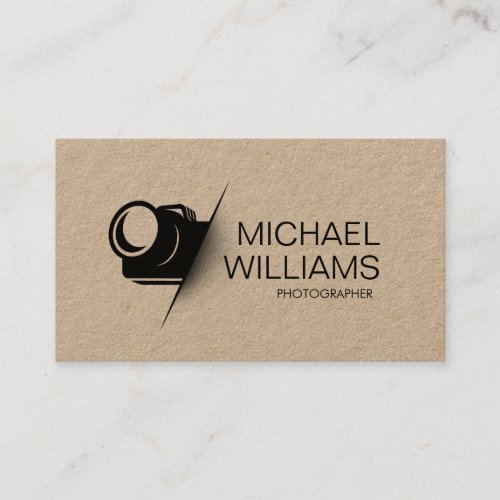 Minimal Camera Cut Shape Photographer Business Card