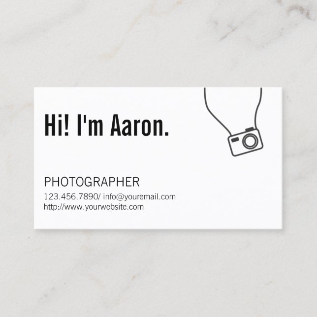 Minimal Camera Photography Business Card (Front)
