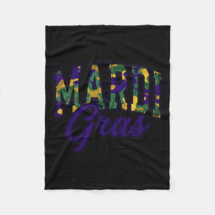 Minimal Camo Mardi Gras Hunting Buck Fleece Blanket