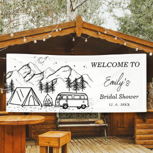 Minimal Camping Black White Bridal Shower Banner