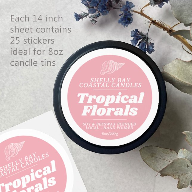 Minimal candle floral pink label sheet 25 (Creator Uploaded)