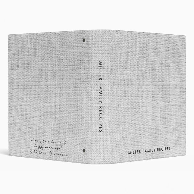 Minimal Canvas Family Recipe Wedding Gift Message 3 Ring Binder (Background)