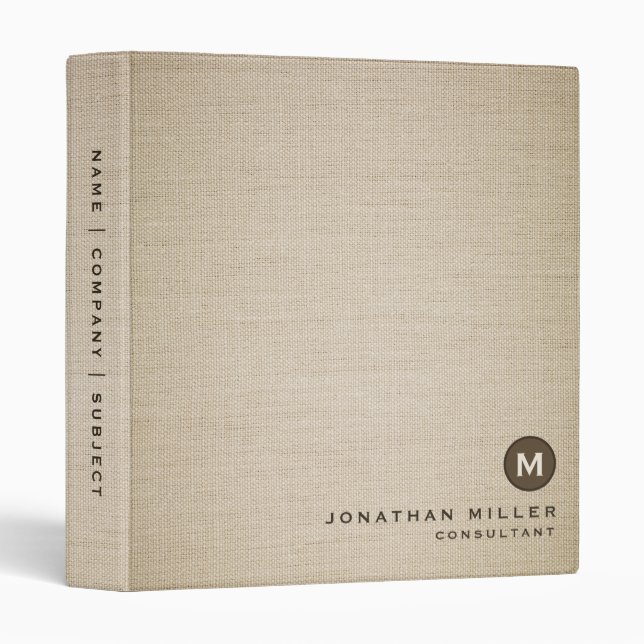 Minimal Canvas Monogram 3 Ring Binder (Front/Spine)