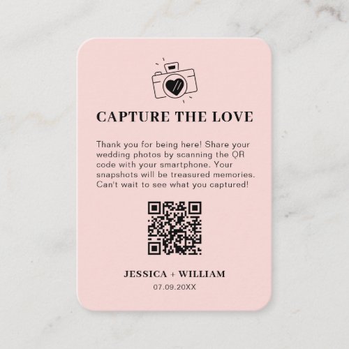 Minimal Capture the Love QR code Sign Enclosure Card