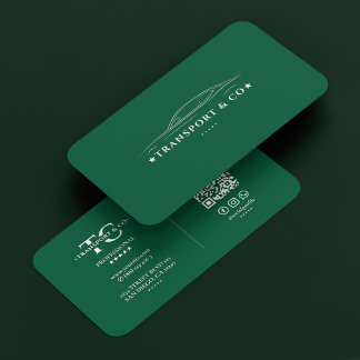 Minimal Car Transport Taxi Driver Hunter Green Business Card