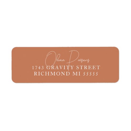 Minimal Caramel Scripted Address Label