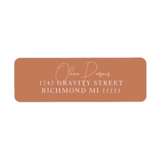 Minimal Caramel Scripted Address Label (Front)