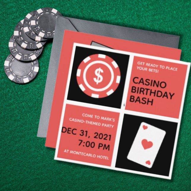 Minimal Casino Themed 40th Birthday Party Invite (Creator Uploaded)