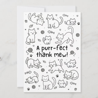 Minimal Cat Doodle Thank You Card
