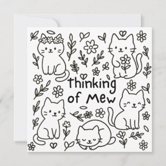 Minimal Cat Doodle Thinking of You Card