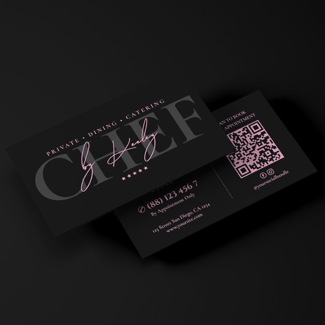 Minimal Caterer Culinary Chef Pink Black Business Card (Minimal Caterer Culinary Chef Pink Black Business Card
)
