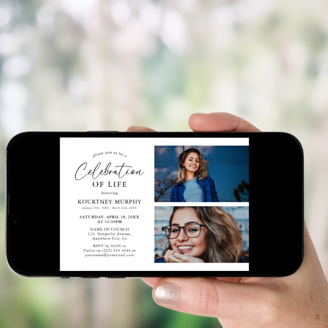 Minimal Celebration of Life 2 x Photo Invitation (Front Digital)