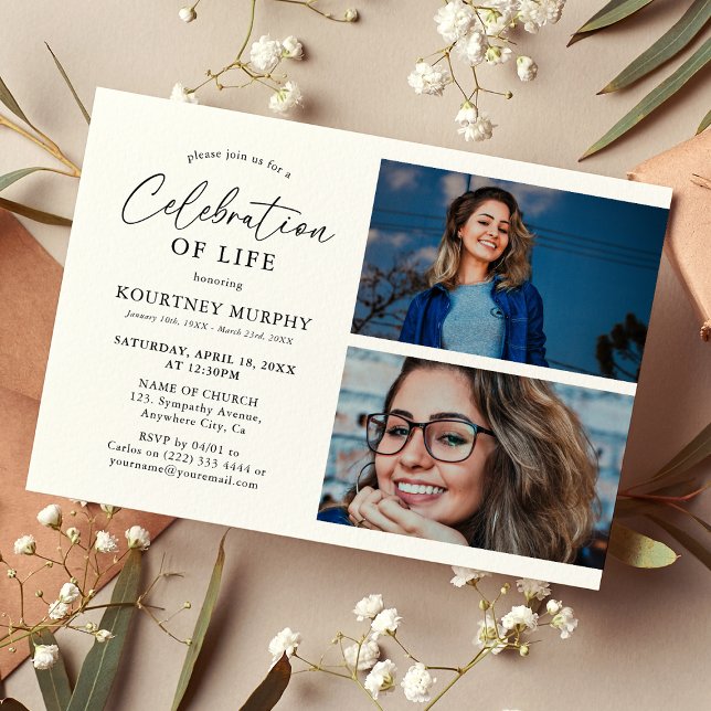 Minimal Celebration of Life 2 x Photo Invitation (Creator Uploaded)