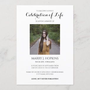 Minimal Celebration of Life Invitation with Photo