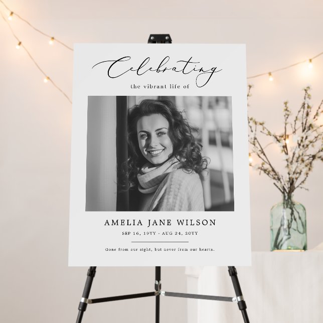 Minimal Celebration Of Life Photo Funeral Memorial Foam Board (In Situ (Stand))