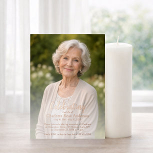 Minimal Celebration of Life Script Photo Rose Gold Foil Invitation