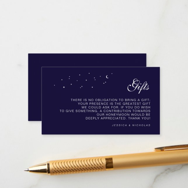 Minimal Celestial Gift & Honeymoon Fund Wedding Enclosure Card (Front/Back In Situ)