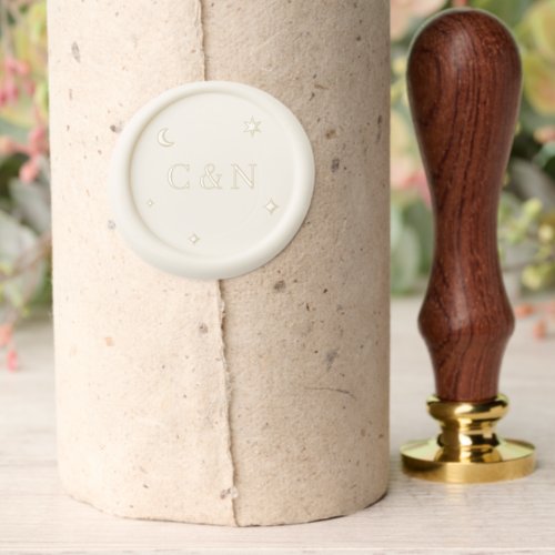 Minimal Celestial Monogram Wedding Sticker Wax Seal Stamp