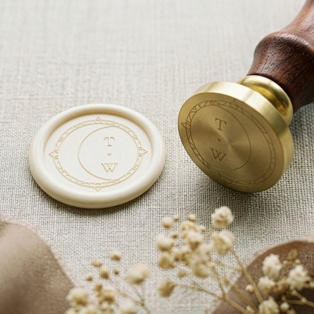 Minimal Celestial Moon & Stars Wedding Monogram Wax Seal Stamp (Minimal Celestial Moon & Stars Wedding Monogram Wax Seal Stamp)