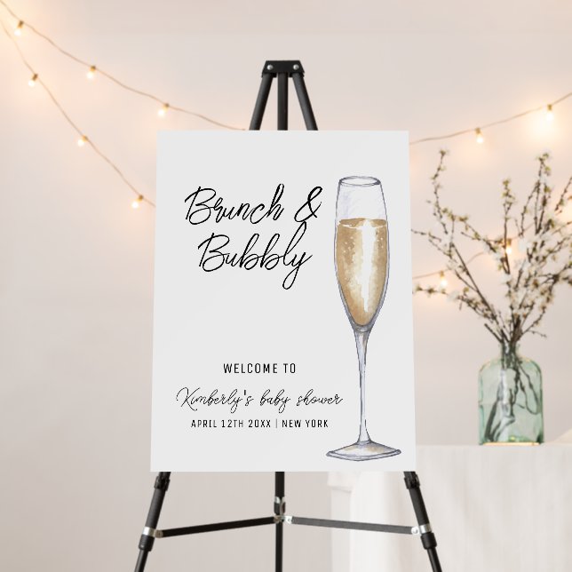 Minimal Champagne Brunch Baby Shower Welcome Sign (In Situ (Stand))