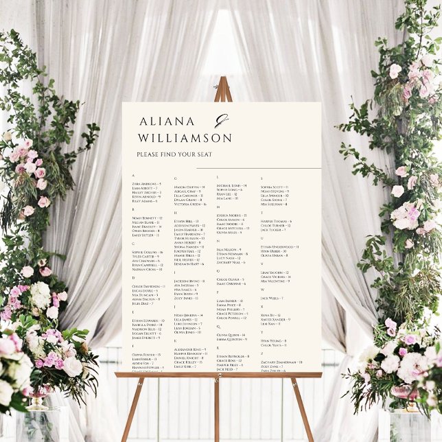 Minimal Check pattern  Alphabetical seating chart Foam Board (Creator Uploaded)