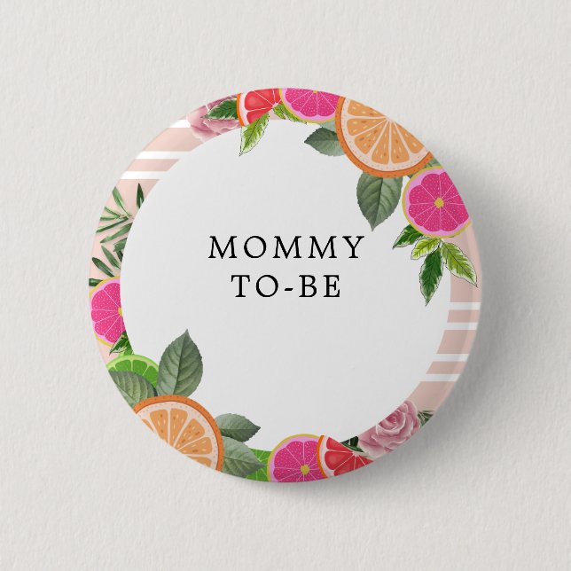 Minimal Cheerful Summer Citrus Botanical Fruits  Button (Front)