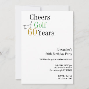 Minimal Cheers 60 years Golf 60th Birthday Party Invitation