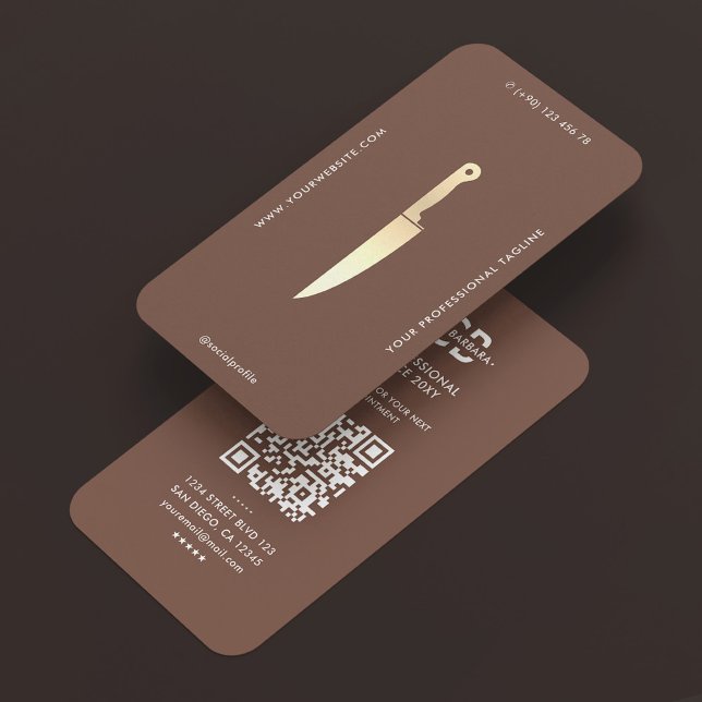 Minimal Chef Brown Butcher Caterer Knife Business Card (Minimal Chef Brown Butcher Caterer Knife Business Card
)