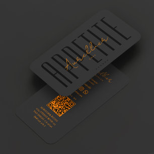 Minimal Chef Kitchen Black Orange Cooking Business Card