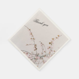 Minimal Cherry Blossom Branches in Glass Vase Napkins