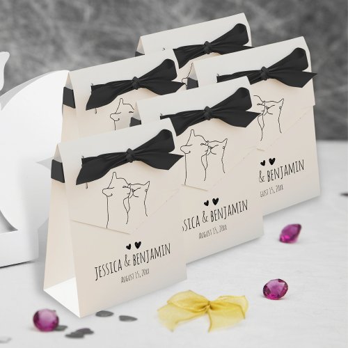 Minimal Chic Black and White Cats Modern Wedding Favor Boxes