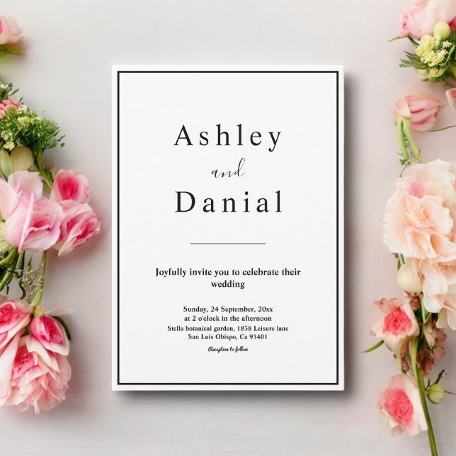 Minimal Chic Black And White Elegant Wedding Invitation (Creator Uploaded)