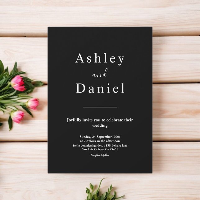 Minimal Chic Black And White Formal Wedding Invitation (Creator Uploaded)