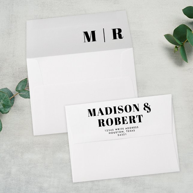 Minimal Chic Black and White Monogram Bold Wedding Envelope (Creator Uploaded)