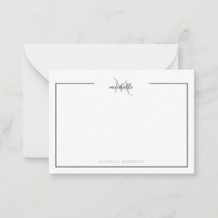 Minimal Chic Black and White Monogram Note Card