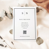 Minimal Chic Black and White QR Code Save the Date