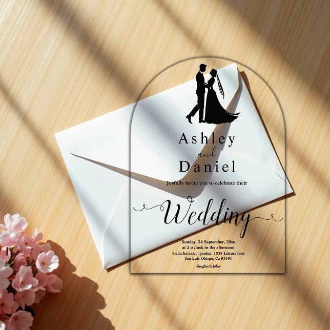 Minimal Chic | Black And White | Romantic Wedding Acrylic Invitations (Creator Uploaded)