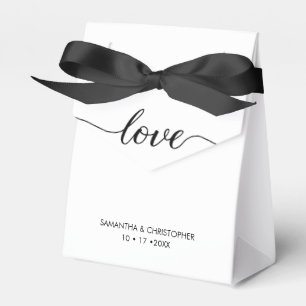 Minimal Chic Black White wedding love script Favor Boxes