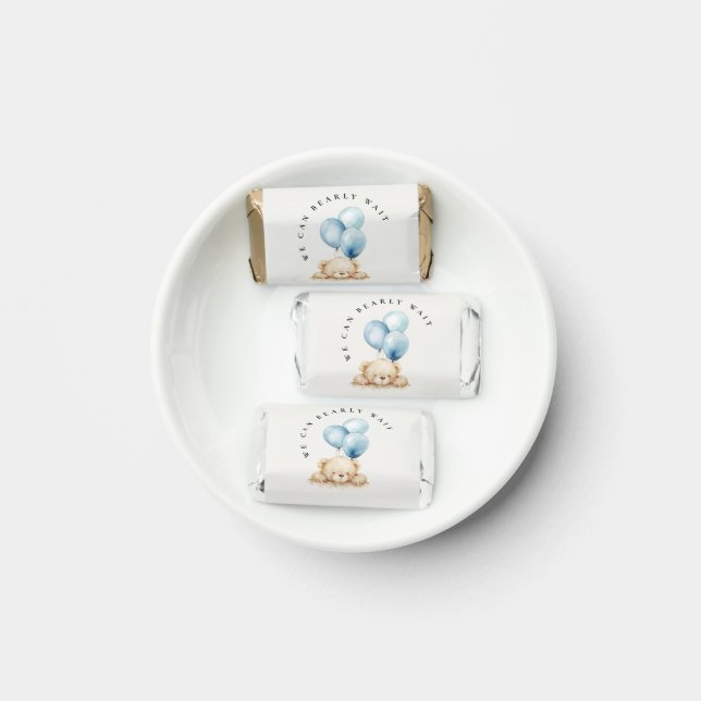 Minimal Chic Blue Bearly Wait Balloon Baby Shower Hershey's Miniatures (Plate)