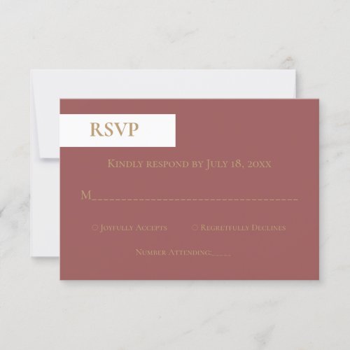 Minimal Chic Burgundy Gold Script Monogram Wedding RSVP Card