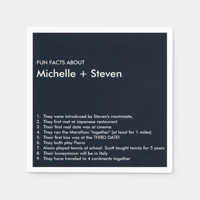 Minimal Chic Dark Blue | FUN FACT WEDDING Napkins (Front)