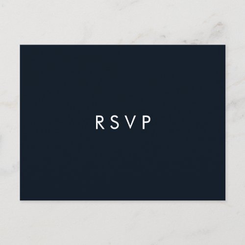 Minimal chic Dark Blue  Wedding  RSVP MEAL CHOICE Invitation Postcard