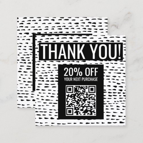 Minimal Chic Dots QR CODE Order Thank You BW Square Business Card